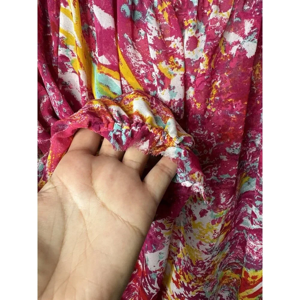Violet & Claire Floral Sheer Chiffon boho Top Banded Waist Blouse Size‎ XL